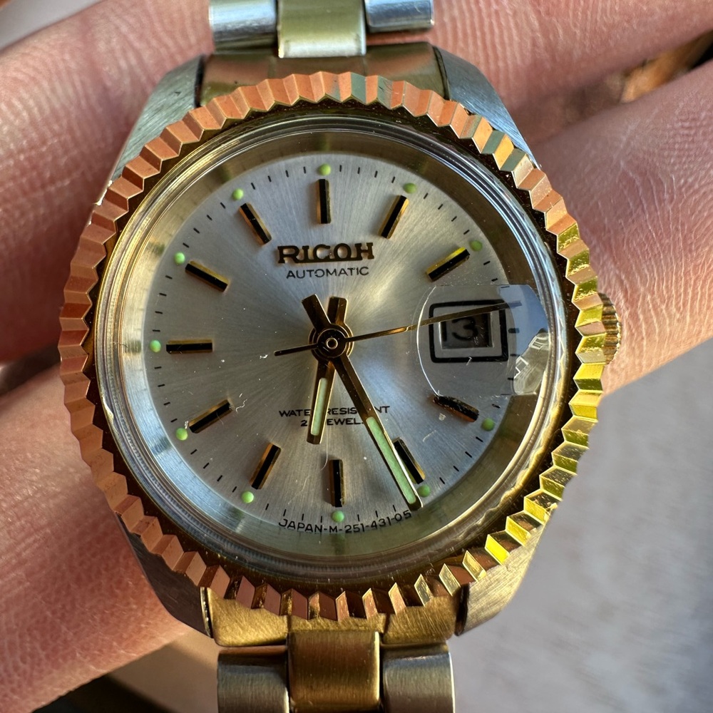 Flawless Vintage Ricoh Two-Tone Automatic Watch With Original Box